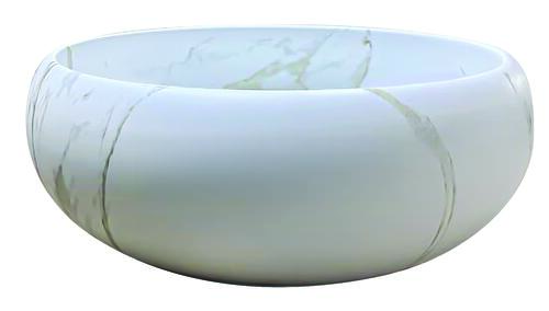 Vasque ronde à poser SORA en céramique Ø36 x h.12 cm - Marbre blanc